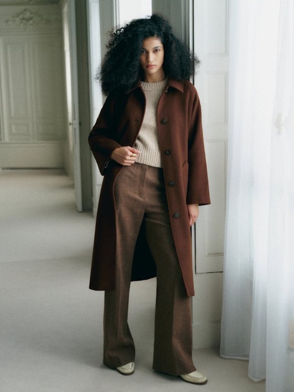 NWT Sézane Clyde Wool Coat in Chocolate Size 4/36 - Picture 2 of 9